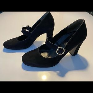 Paul Green Mary Jane Black Suede Pumps